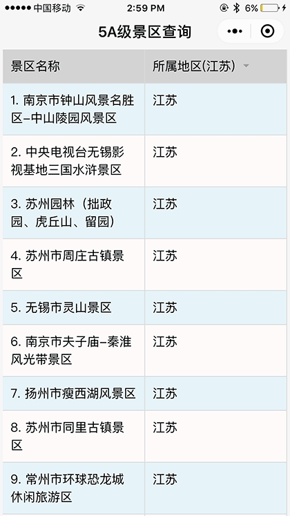 5A级旅游景区查询2018版截图1