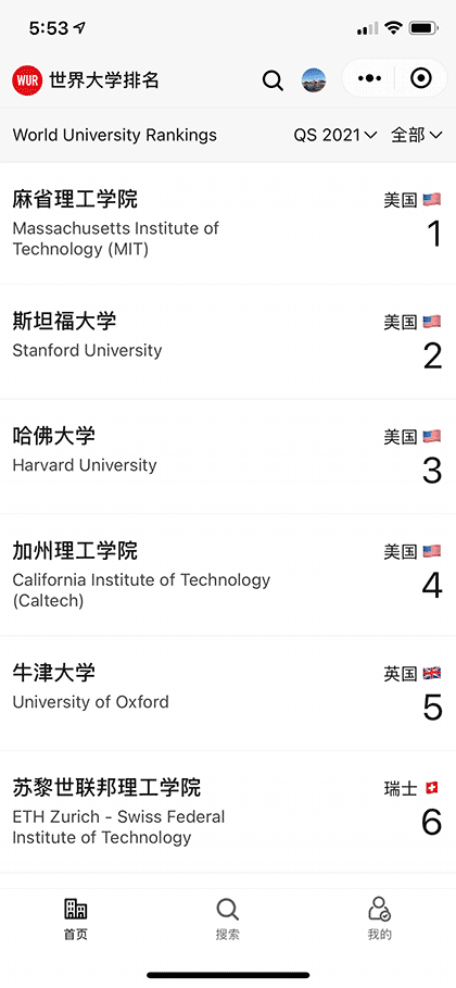 世界大学排名统计截图1